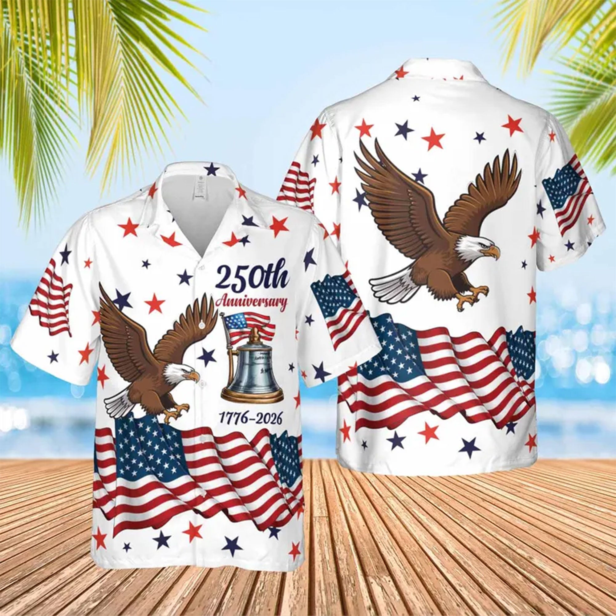 American 250th Anniversary Hawaiian Shirt, 1776–2026 Patriotic Aloha Shirt