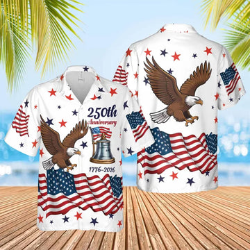 American 250th Anniversary Hawaiian Shirt, 1776–2026 Patriotic Aloha Shirt