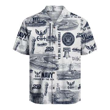 US Navy 250 Shirt, America Anniversary Patriotic Hawaiian Aloha Shirt