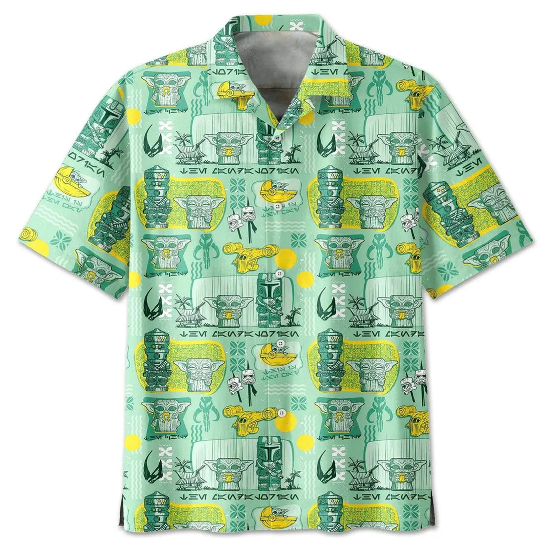 Galactic Tiki Hawaiian Shirt, Space Alien Aloha Shirt, Tropical Sci-Fi Vacation Shirt, Funny UFO Beach Shirt for Men