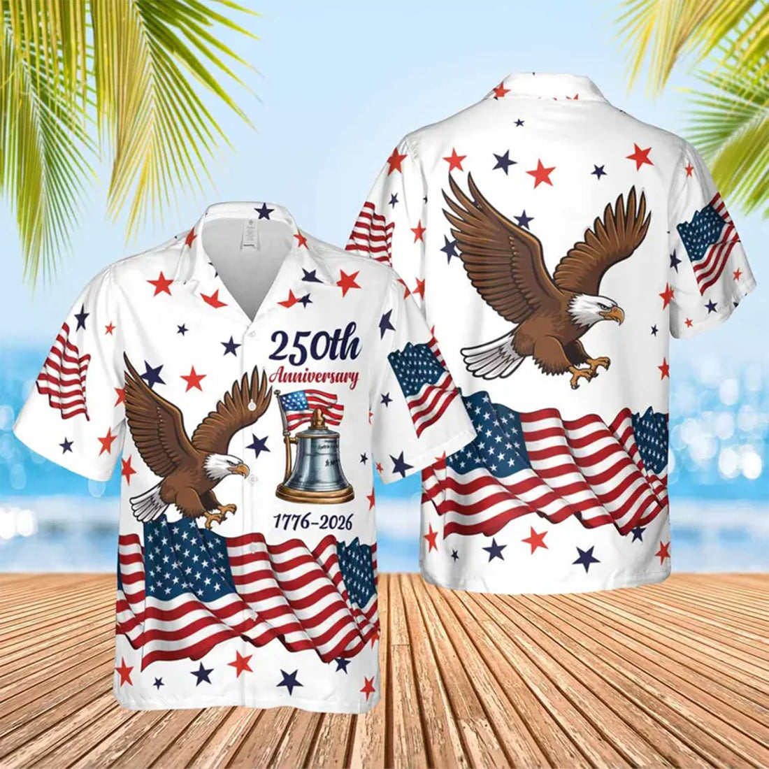 American 250th Anniversary Hawaiian Shirt, 1776–2026 Patriotic Aloha Shirt