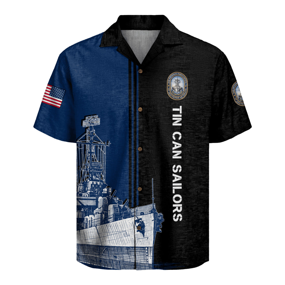 US Navy Tin Can Sailors Aloha Shirt, Patriotic Military Beach Shirt