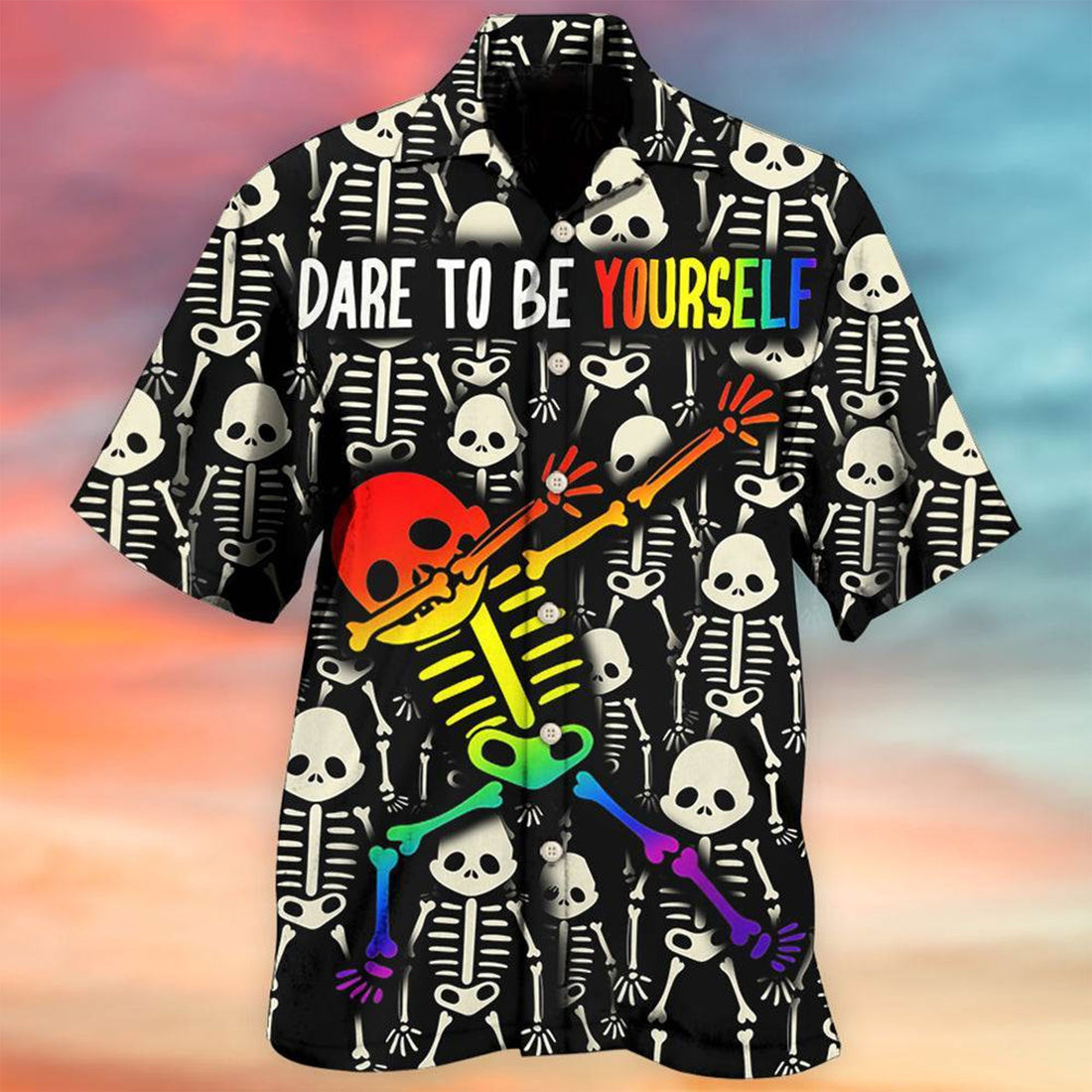 Dare To Be Yourself Skeleton Hawaiian Shirt – LGBT Rainbow Pride Aloha Shirt