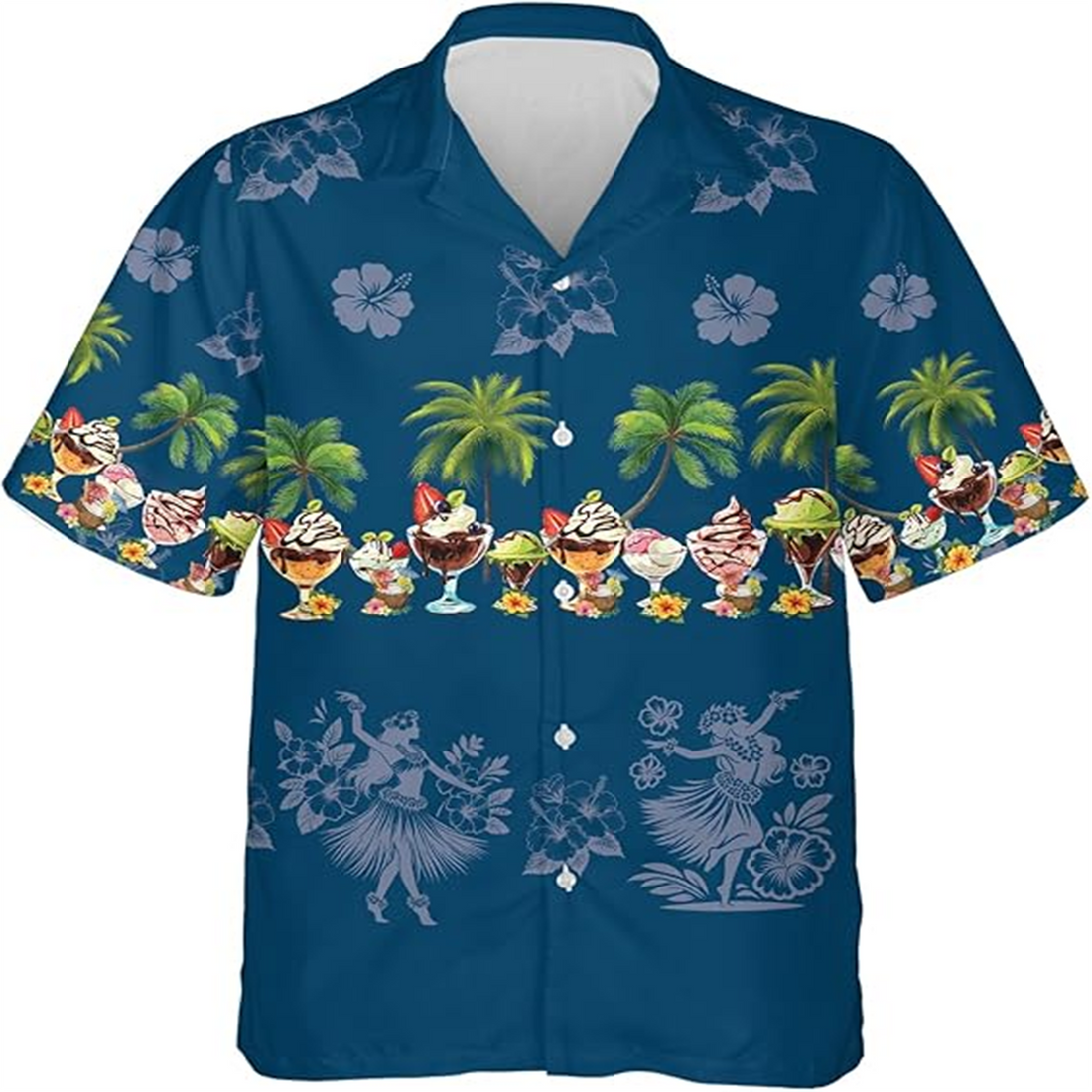 Ice Cream Tropical Hawaiian Shirt, Cute Summer Beach Aloha Shirt