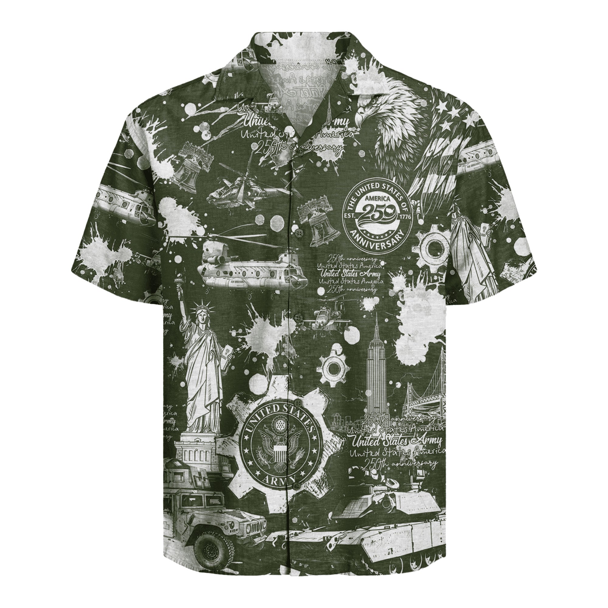 Military Hawaiian Shirt, US Army America 250th Anniversary Aloha Shirt