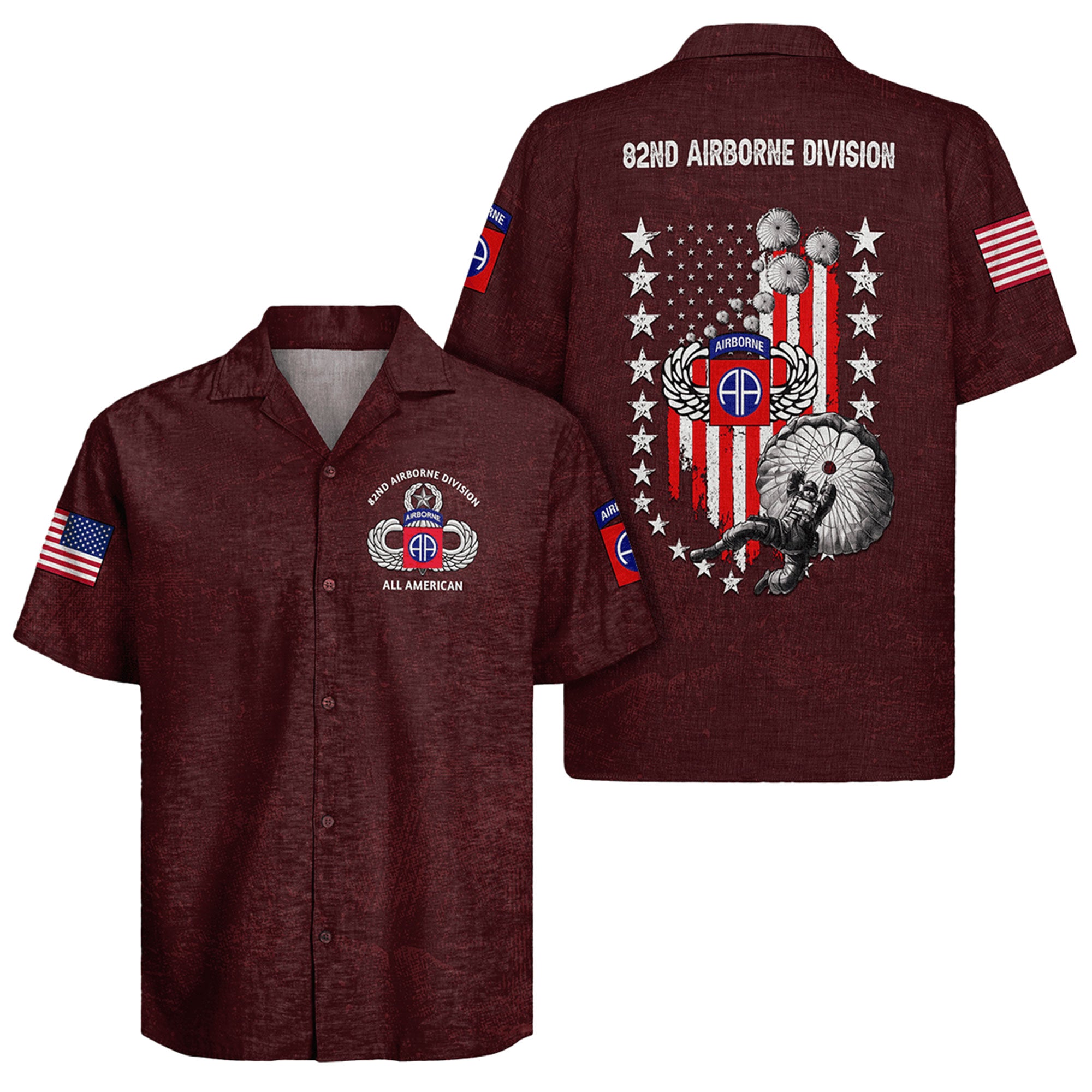 82nd Airborne Division Hawaiian Shirt, US Army Paratrooper Patriotic Aloha Shirt
