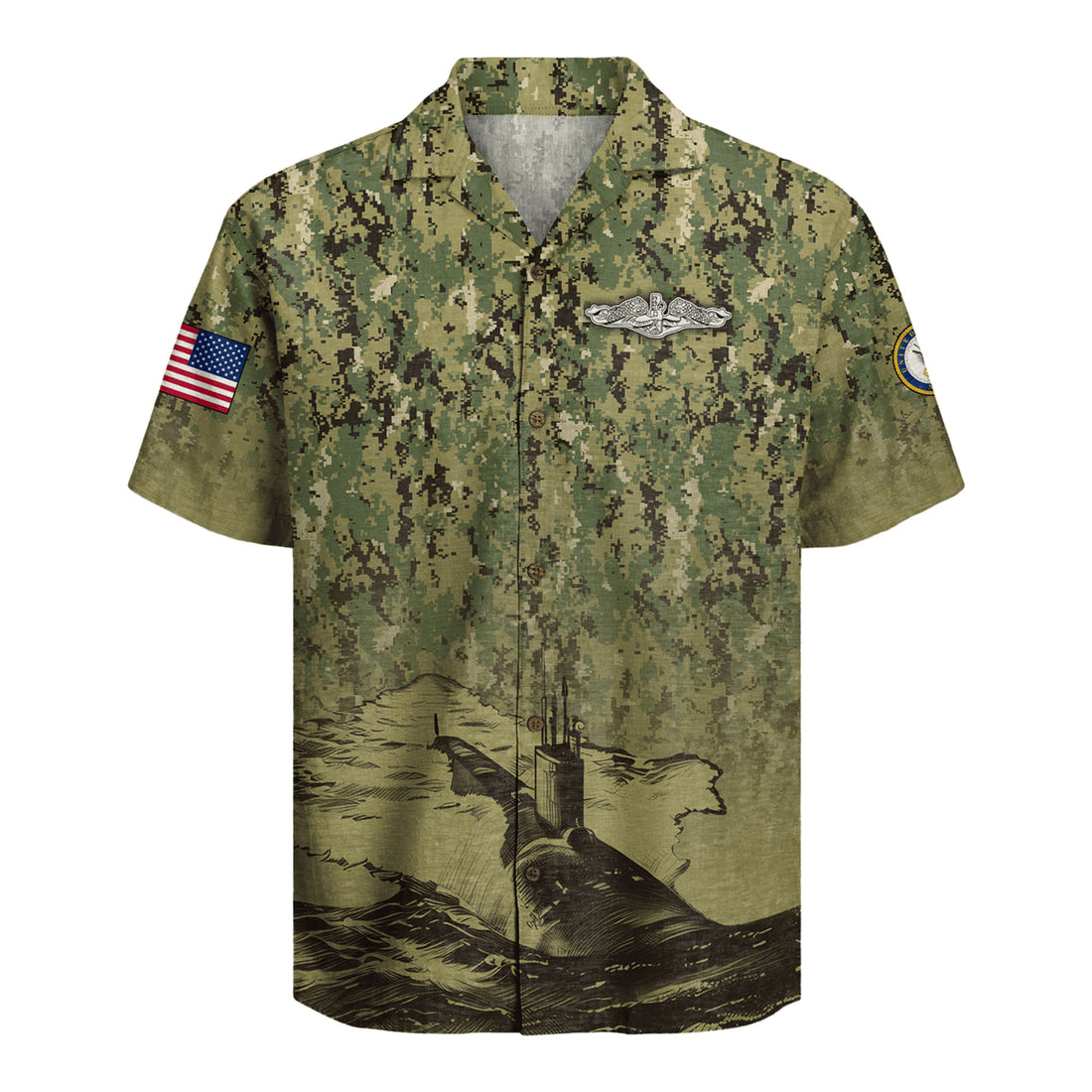 US Navy Submarine Beach Shirt, Military Patriotic Aloha Shirt