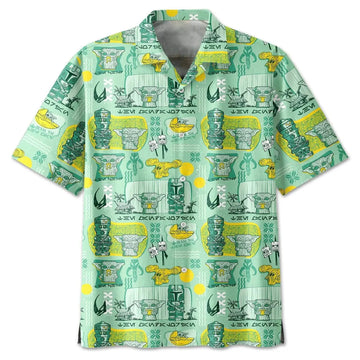 Galactic Tiki Hawaiian Shirt, Space Alien Aloha Shirt, Tropical Sci-Fi Vacation Shirt, Funny UFO Beach Shirt for Men