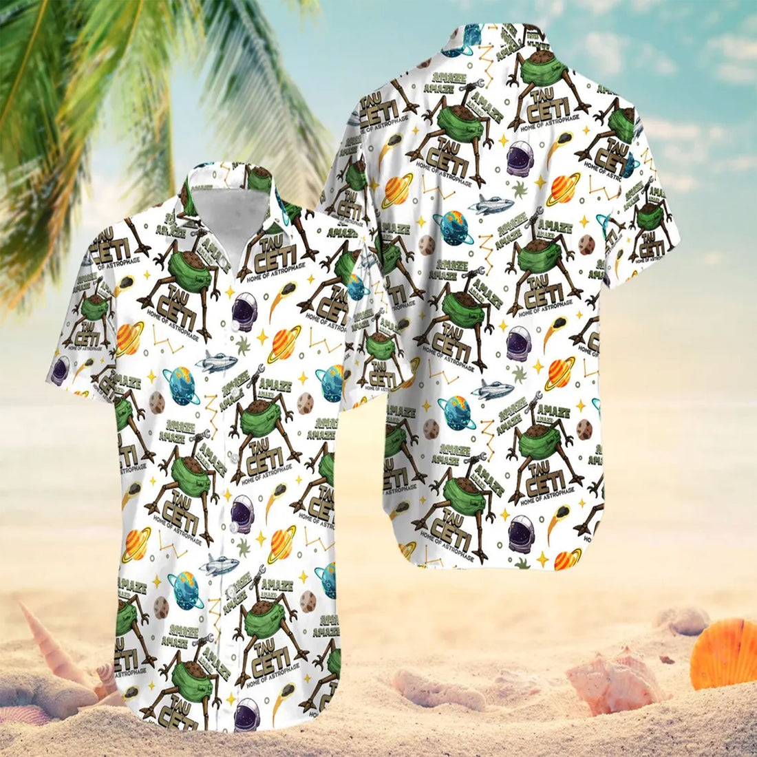 Funny UFO Hawaiian Shirt, Alien Space Party Shirt, Sarcasm Humor Aloha Shirt, Galaxy Astronaut Button Up