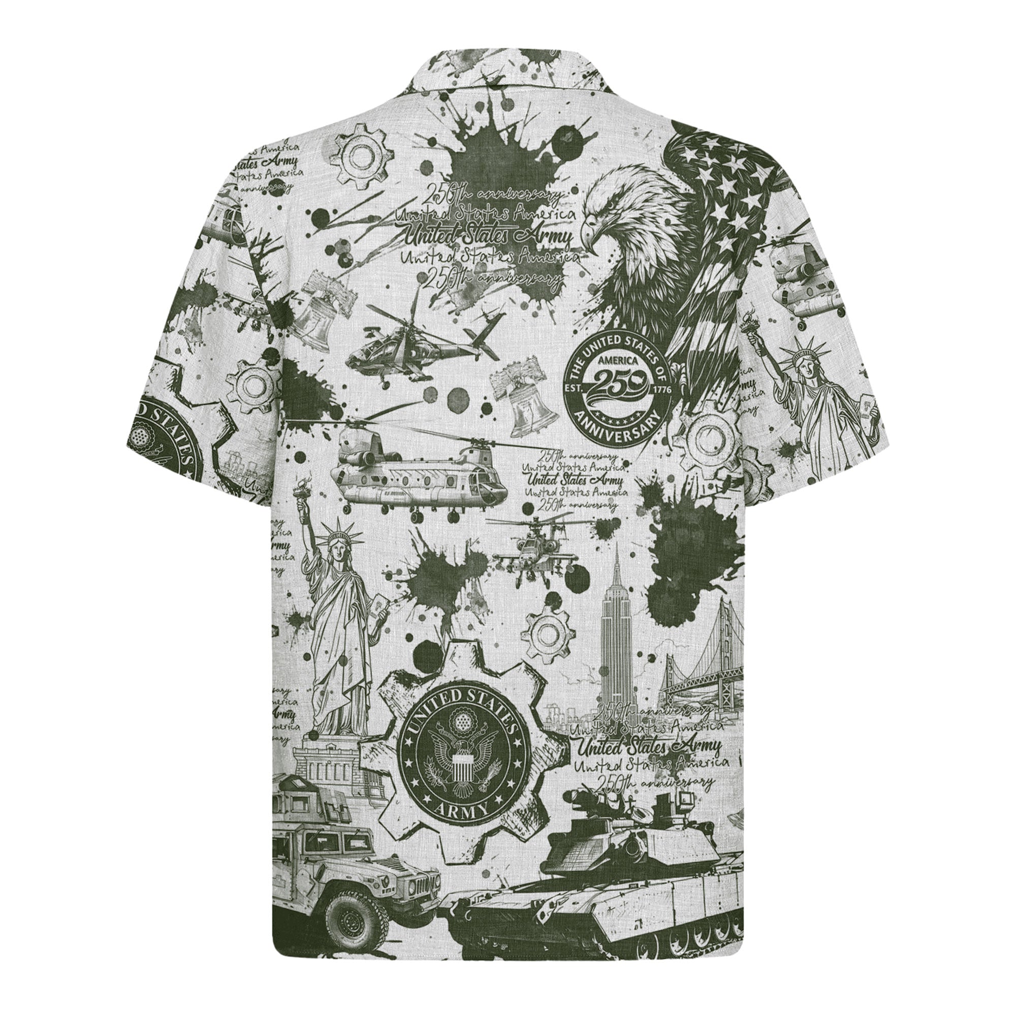 US Army Aloha Shirt, America 250th Anniversary Military Beach Shirt