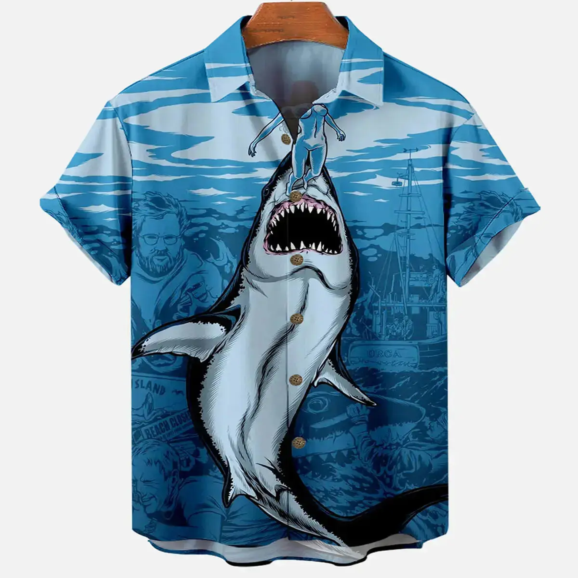 Great White Shark Hawaiian Shirt, Ocean Tropical Aloha Beach Shirt