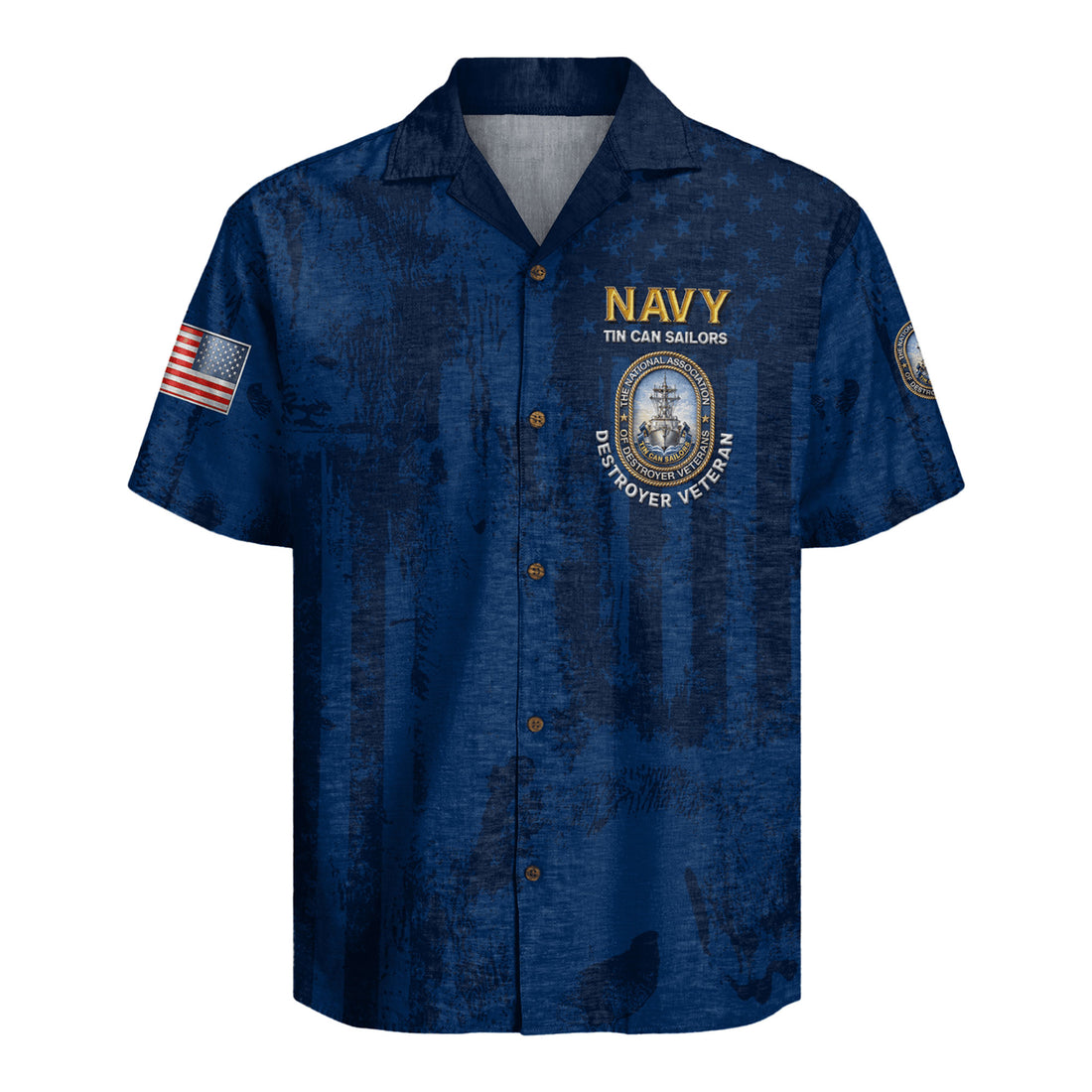 US Navy Tin Can Sailors Hawaiian Shirt, 250th Anniversary Patriotic Aloha Shirt