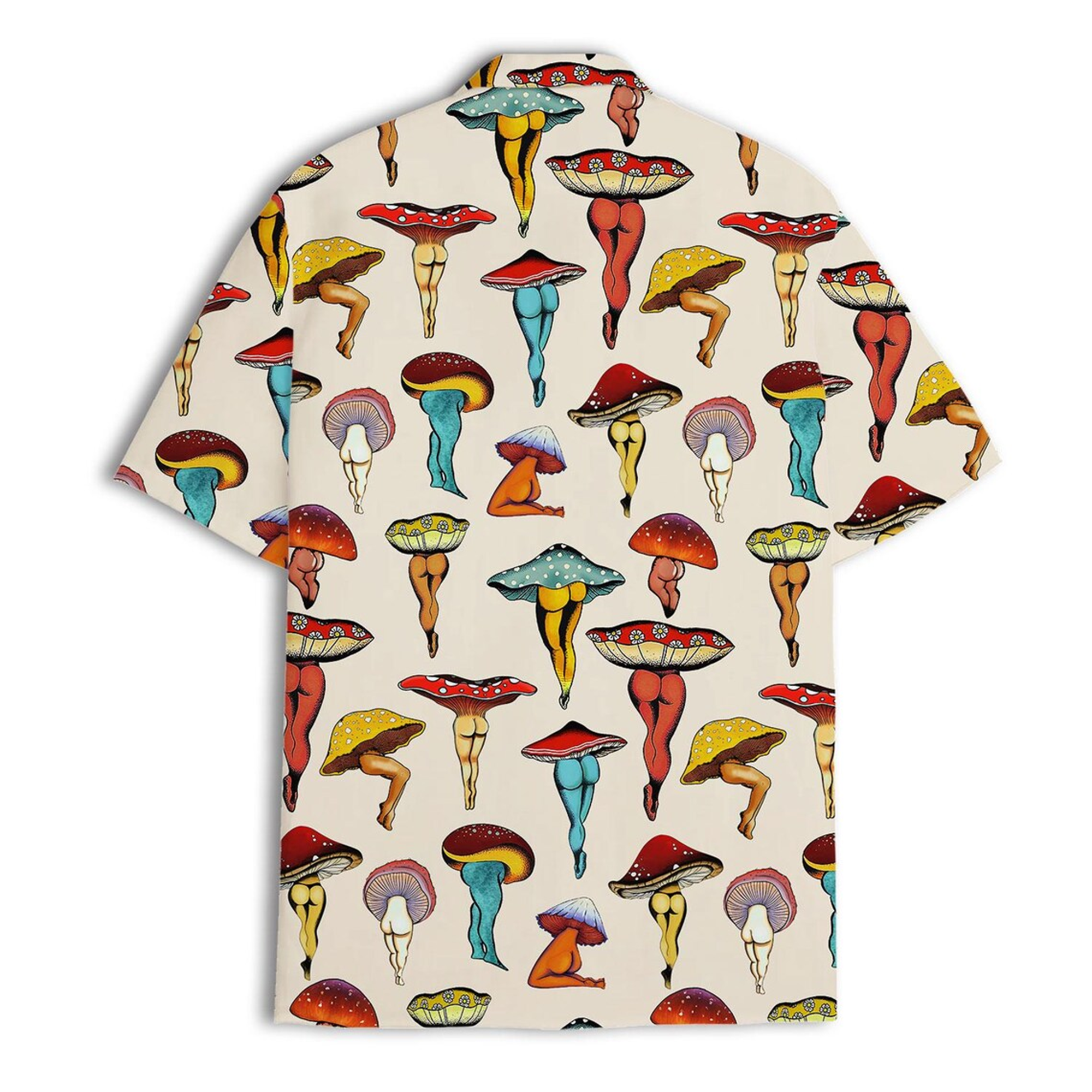 Mens Novelty Mushroom Shirt, Funny Hawaiian Button Down Aloha Shirt