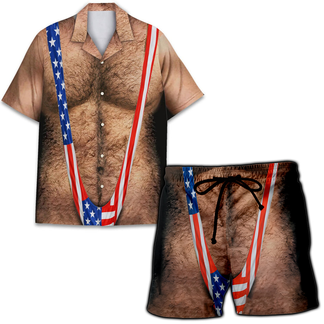 Funny American Flag Hawaiian Shirt  Patriotic Aloha Button Down Summer Outfit That Gets Laughs