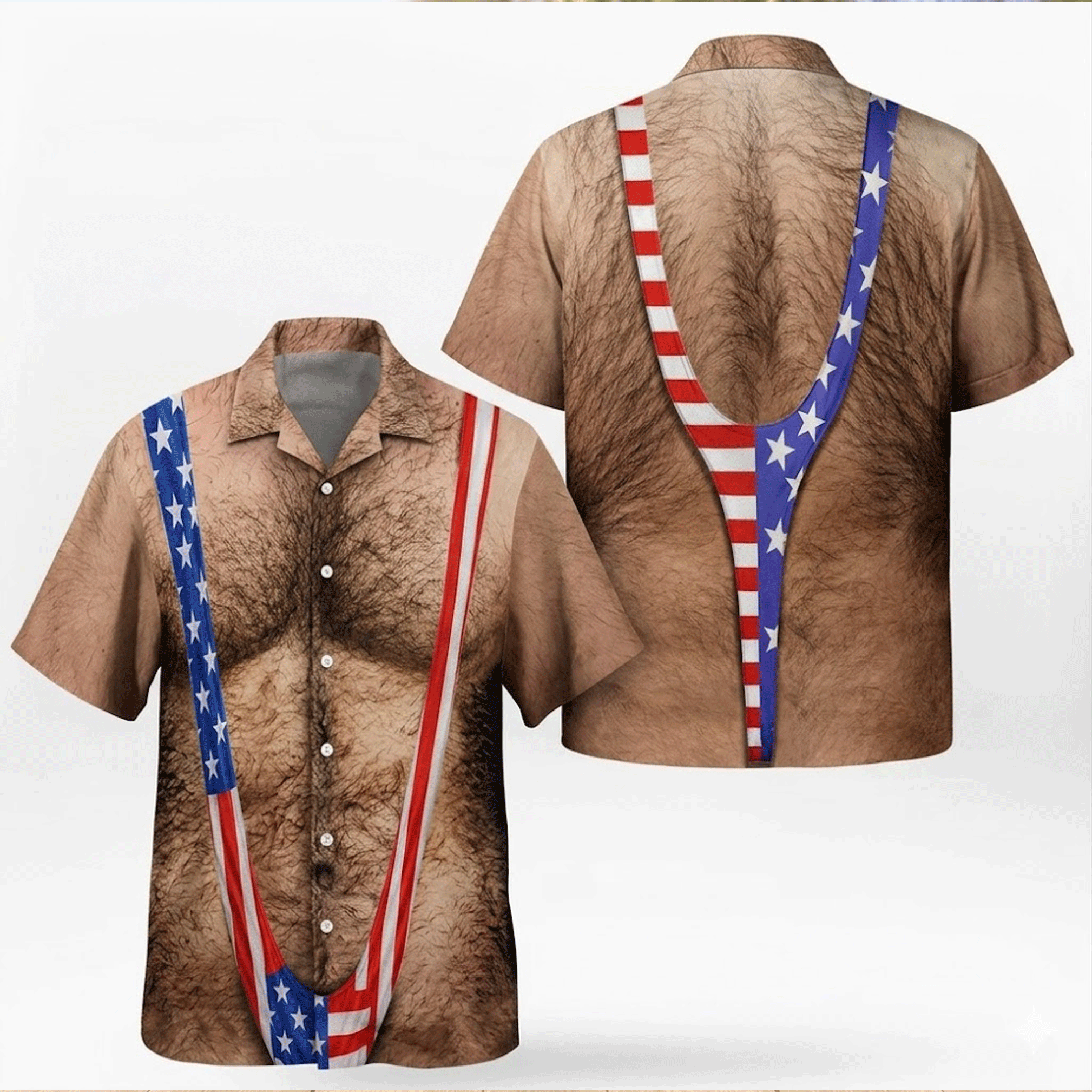 Funny American Flag Hawaiian Shirt  Patriotic Aloha Button Down Summer Outfit That Gets Laughs