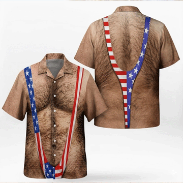 Funny American Flag Hawaiian Shirt  Patriotic Aloha Button Down Summer Outfit That Gets Laughs