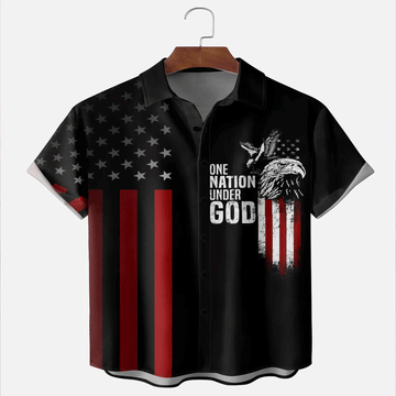 One Nation Under God Hawaiian Shirt Moisture Wicking Aloha Button Down Patriotic Casual Outfit That Stands Out