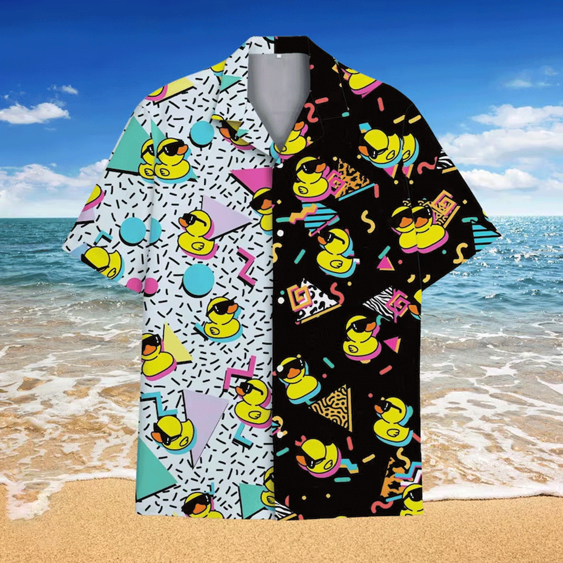 Funny Retro Duck Hawaiian Shirt  Aloha Button Down Summer Beach Outfit That Gets Compliments