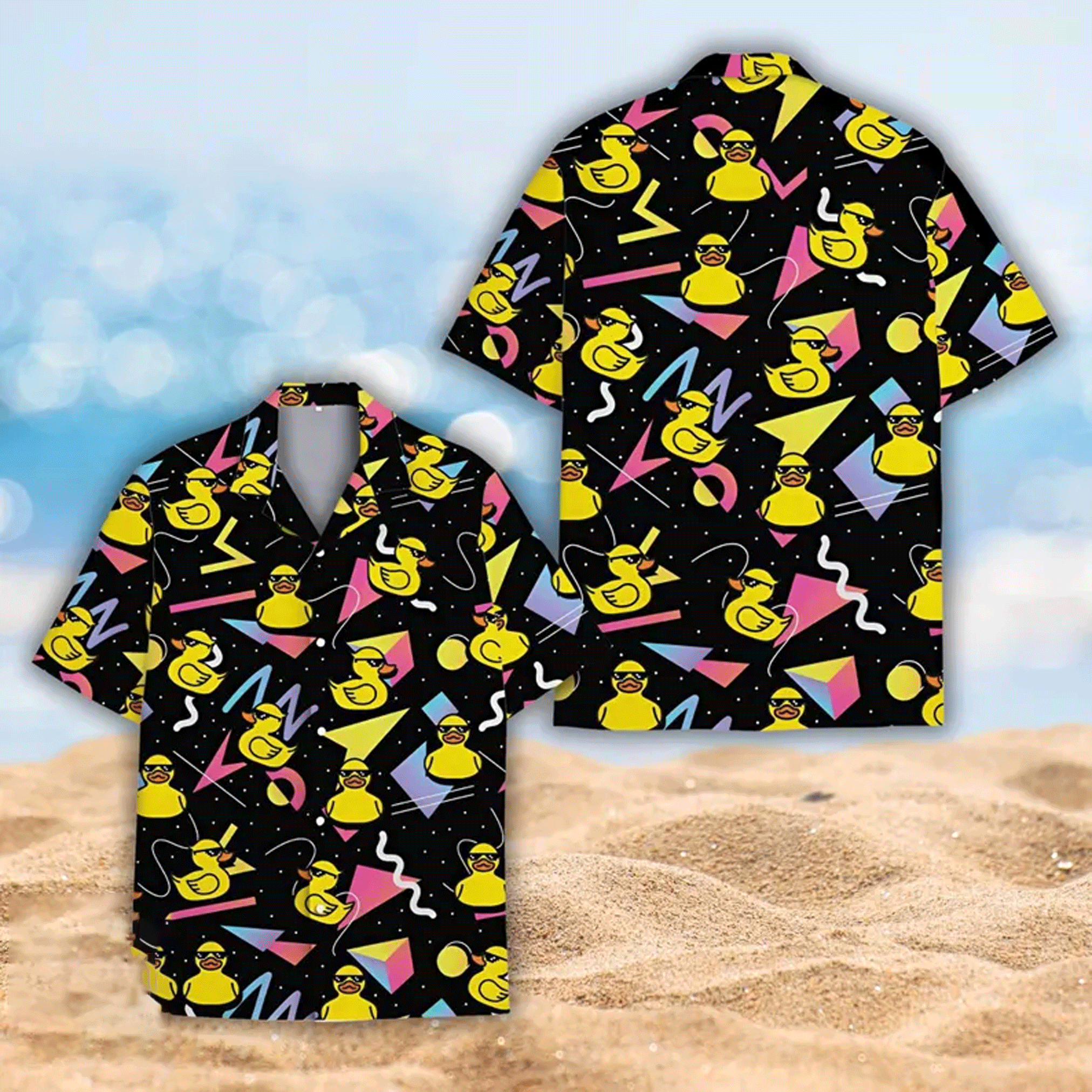 Funny Retro Duck Hawaiian Shirt Aloha Button Down Summer Beach Outfit That Gets Compliments