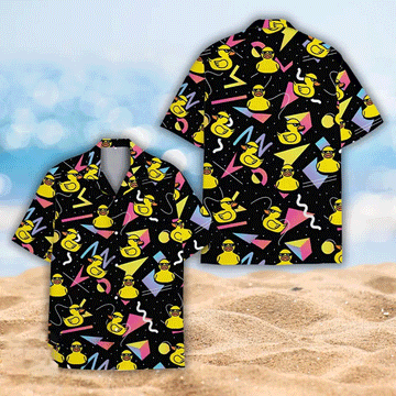 Funny Retro Duck Hawaiian Shirt Aloha Button Down Summer Beach Outfit That Gets Compliments