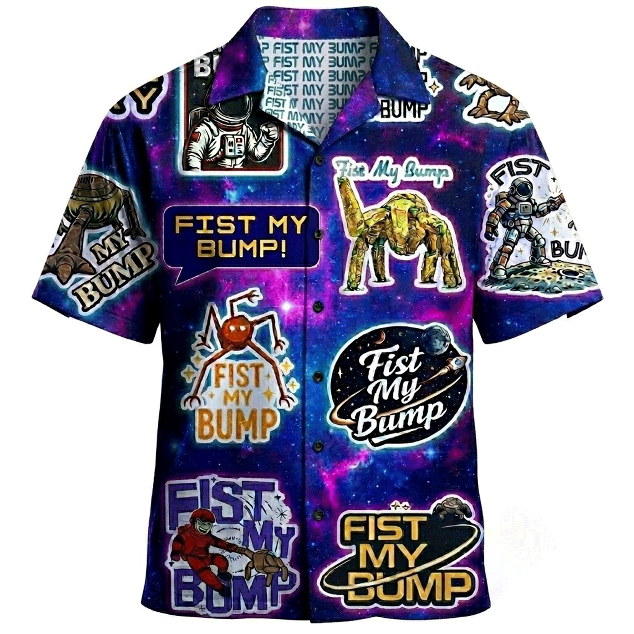 Funny Galaxy Hawaiian Shirt  Space Meme Aloha Button Down Cosmic Outfit That Gets Laughs