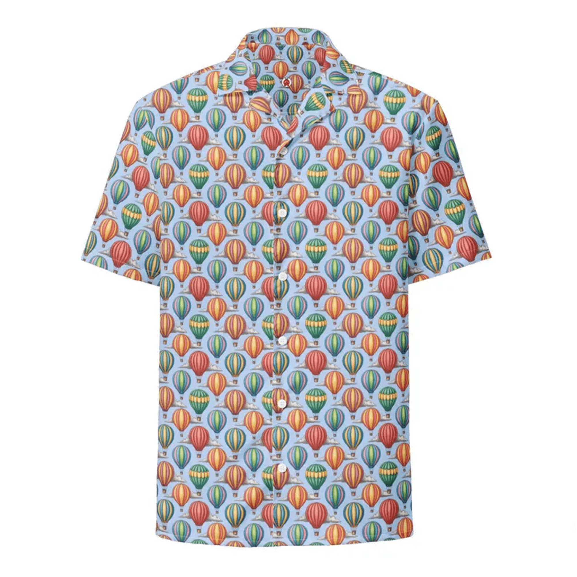Hot Air Balloon Hawaiian Shirt Sky Festival Aloha Shirt Balloon Print Button Down Beach Outfit