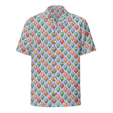Hot Air Balloon Hawaiian Shirt Sky Festival Aloha Shirt Balloon Print Button Down Beach Outfit