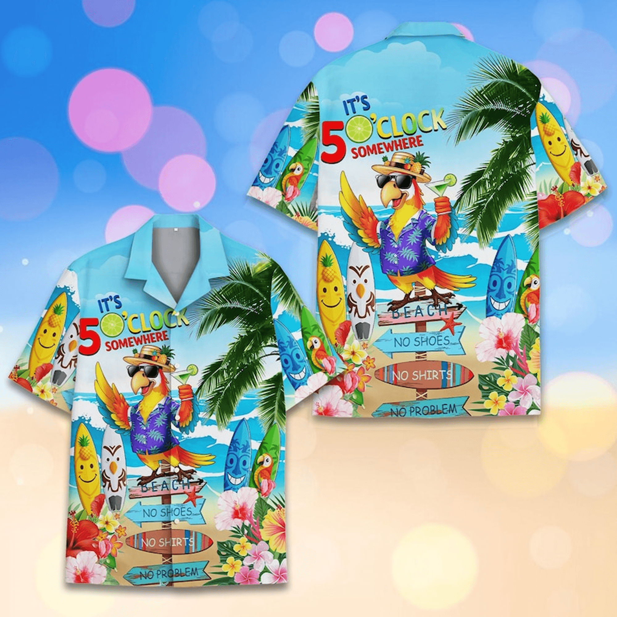 Tropical Parrot Hawaiian Shirt Men Women Youth Parrot Shirt ButtonUp Short Sleeve