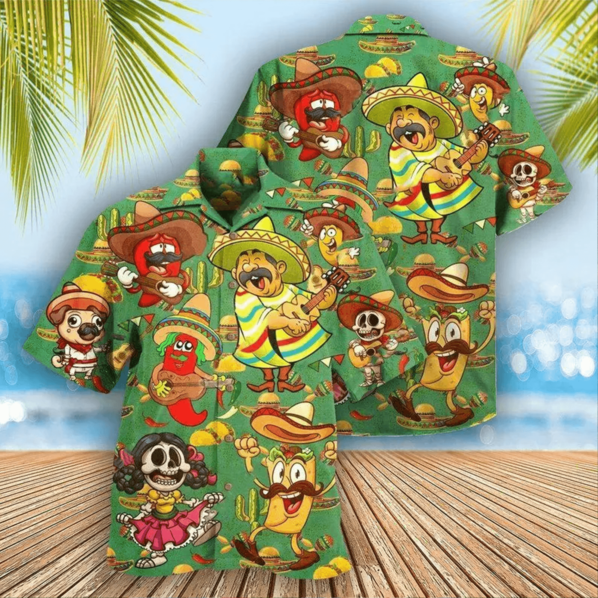 Mexican Food Hawaiian Shirt – Funny Food Dice Aloha Shirt, Summer Beach Button Down for Men Women