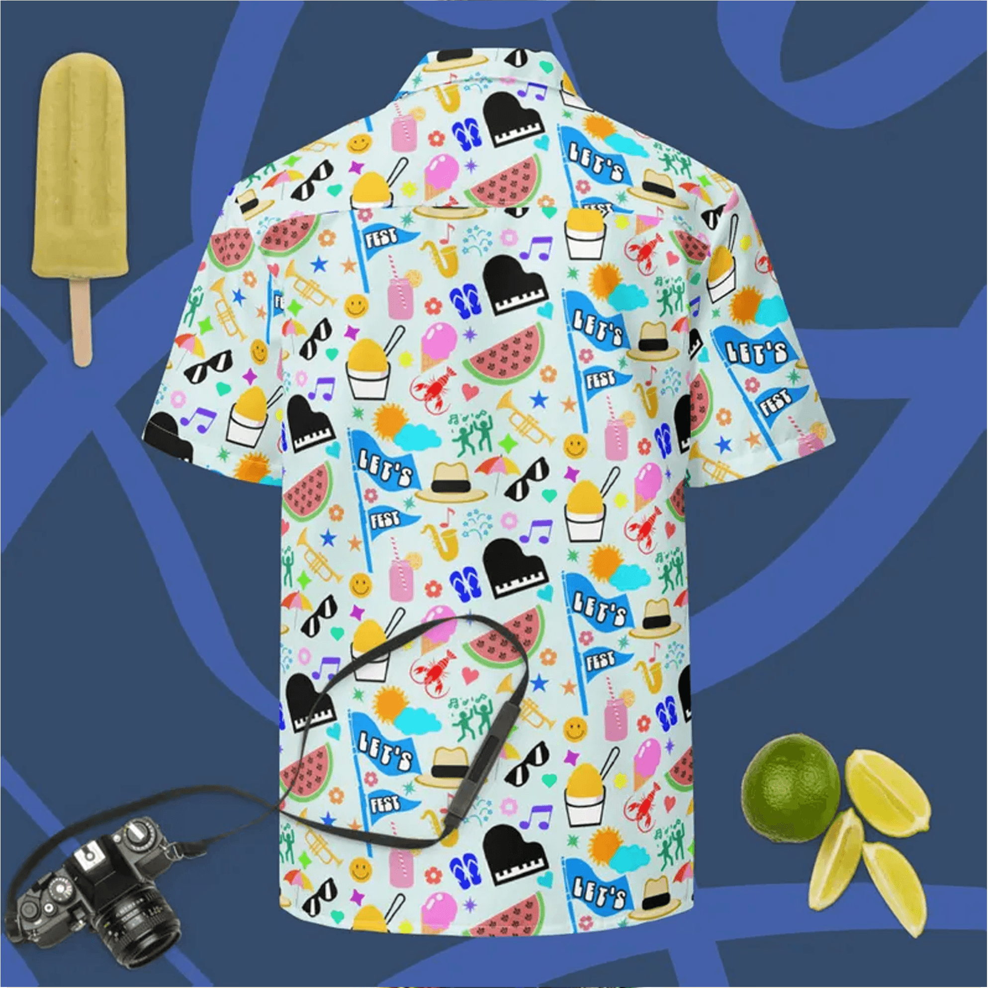 New Orleans Music Festival Hawaiian Shirt  Blues Jazz Fest Season Aloha Button Up Unisex