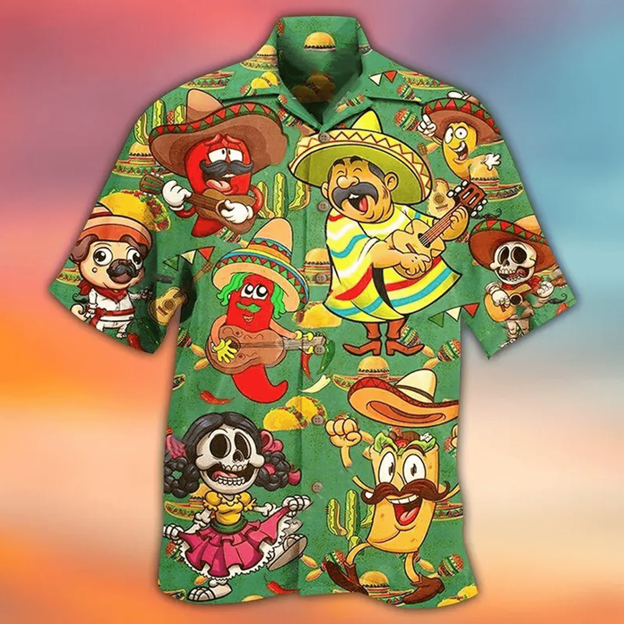 Mexican Food Hawaiian Shirt – Funny Food Dice Aloha Shirt, Summer Beach Button Down for Men Women