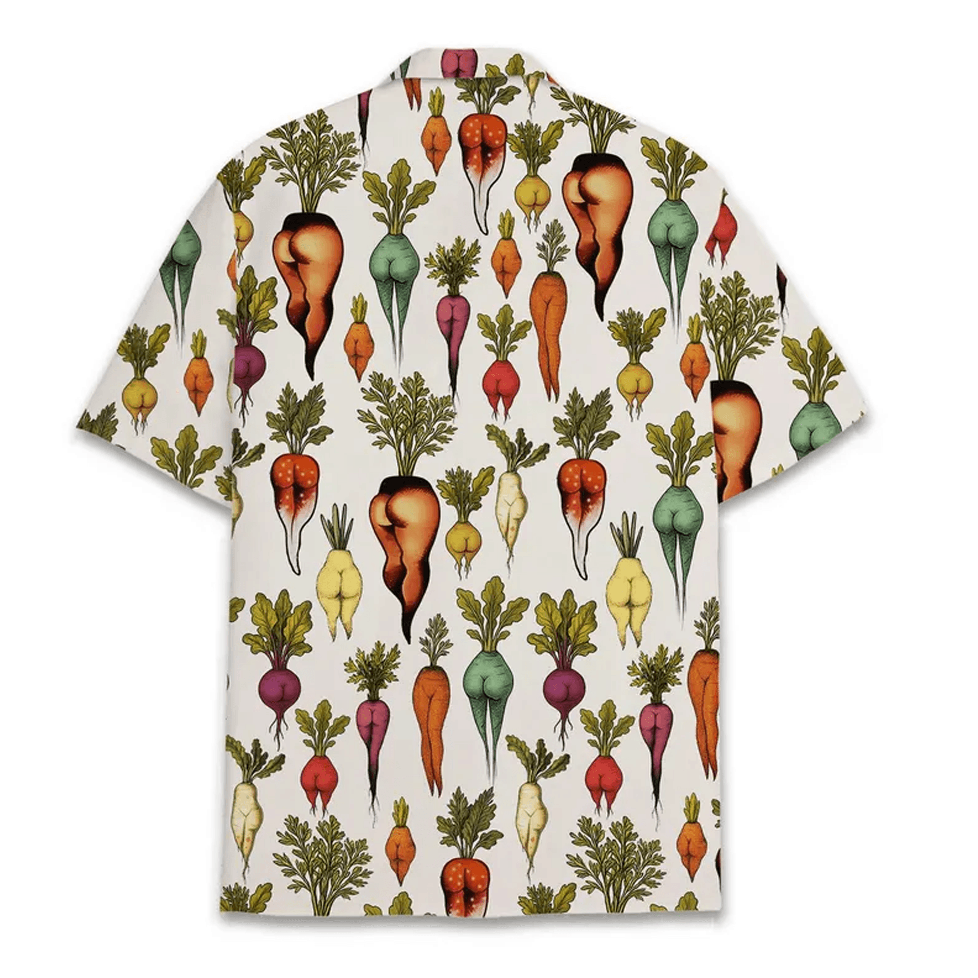 Funny Vegetable Butt Hawaiian Shirt Tropical Garden Aloha Shirt Summer Beach Button Down for Men Women Youth