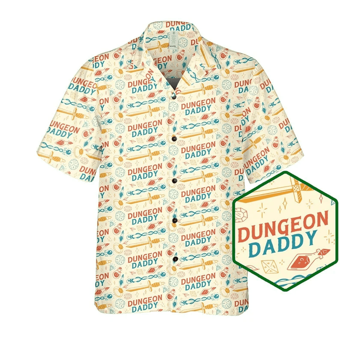 Dungeon Daddy Hawaiian Shirt Funny DnD Gift Dungeon Master Aloha Shirt for Dungeons & Dragons Fans