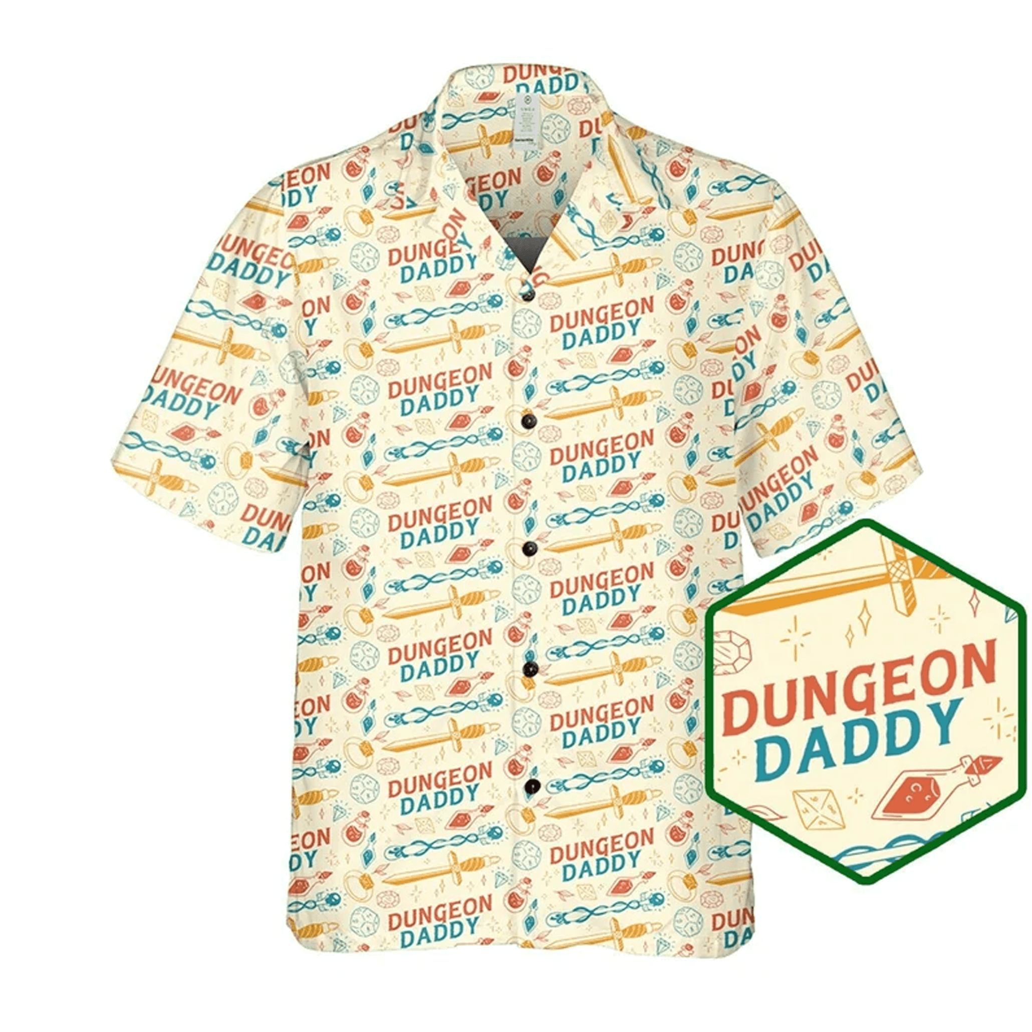 Dungeon Daddy Hawaiian Shirt Funny DnD Gift Dungeon Master Aloha Shirt for Dungeons & Dragons Fans
