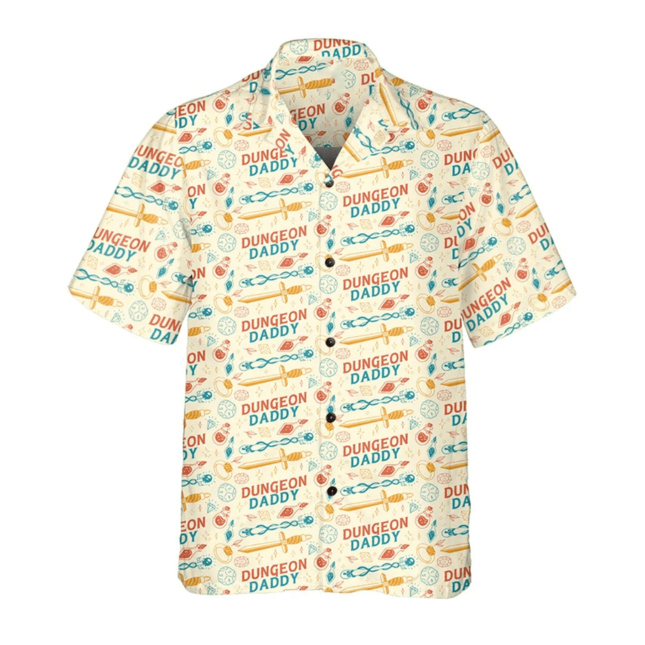 Dungeon Daddy Hawaiian Shirt Funny DnD Gift Dungeon Master Aloha Shirt for Dungeons & Dragons Fans