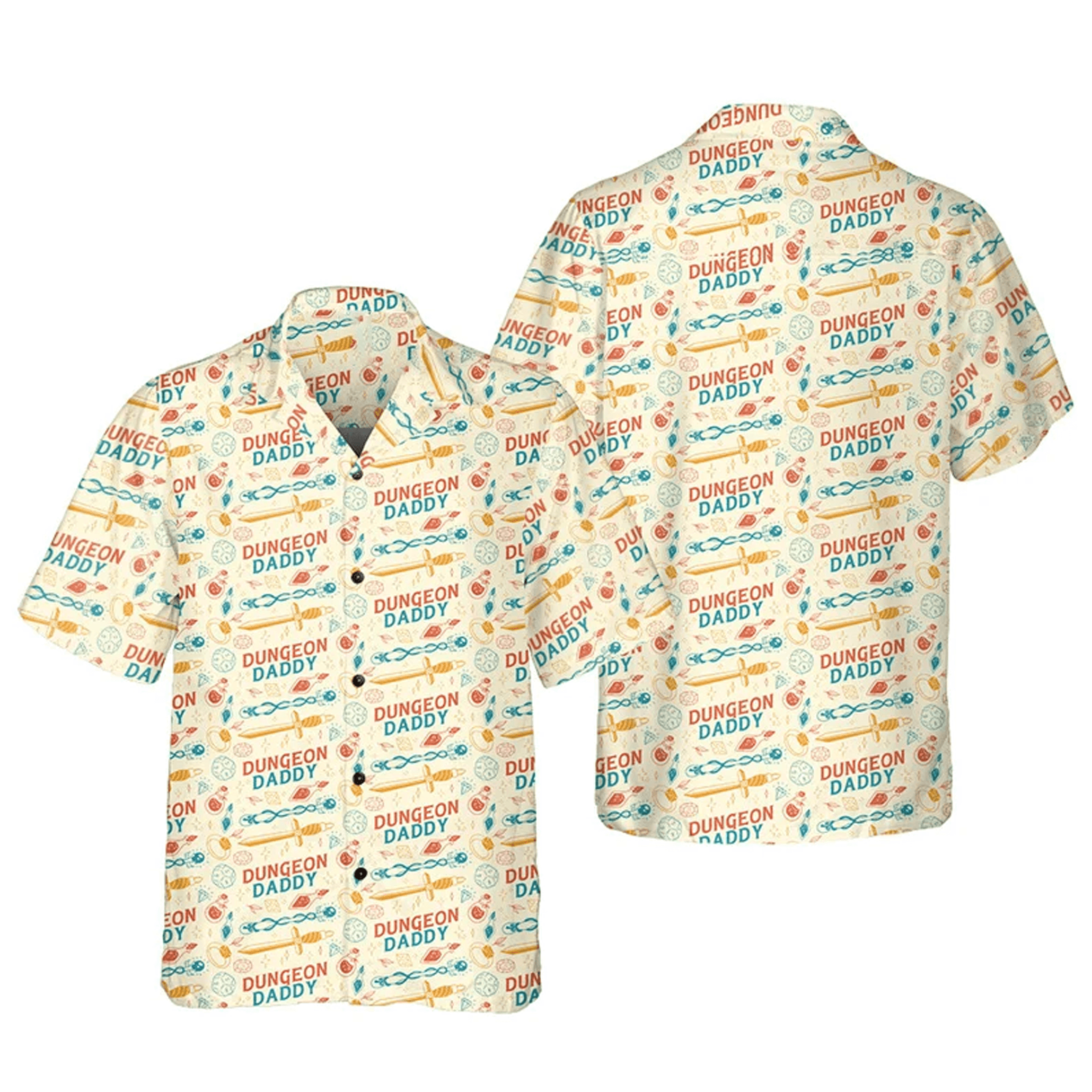 Dungeon Daddy Hawaiian Shirt Funny DnD Gift Dungeon Master Aloha Shirt for Dungeons & Dragons Fans
