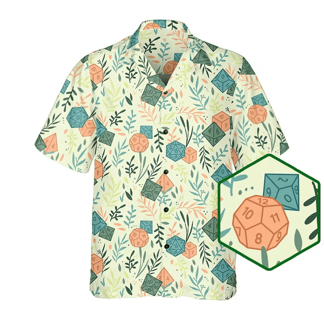 DnD Hawaiian Shirt  RPG Dice Print Aloha Button Up Dungeon Master Gift for Dungeons & Dragons Fans