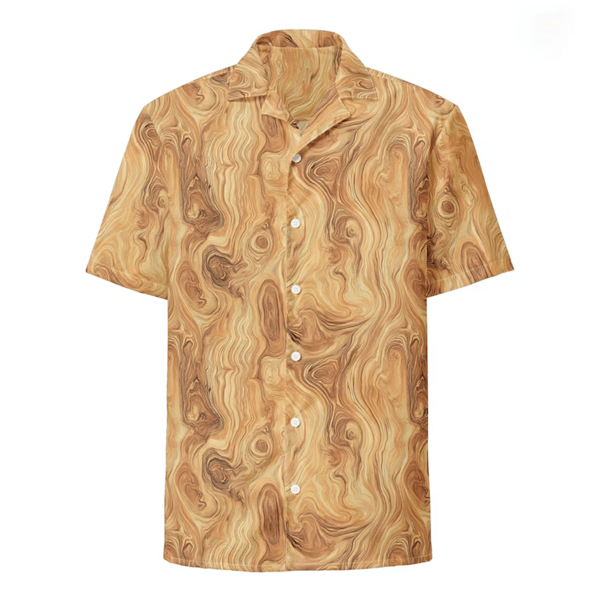 Wood Grain Hawaiian Shirt  Unisex AOP Button Down Recycled Polyester Moisture Wicking Aloha Shirt