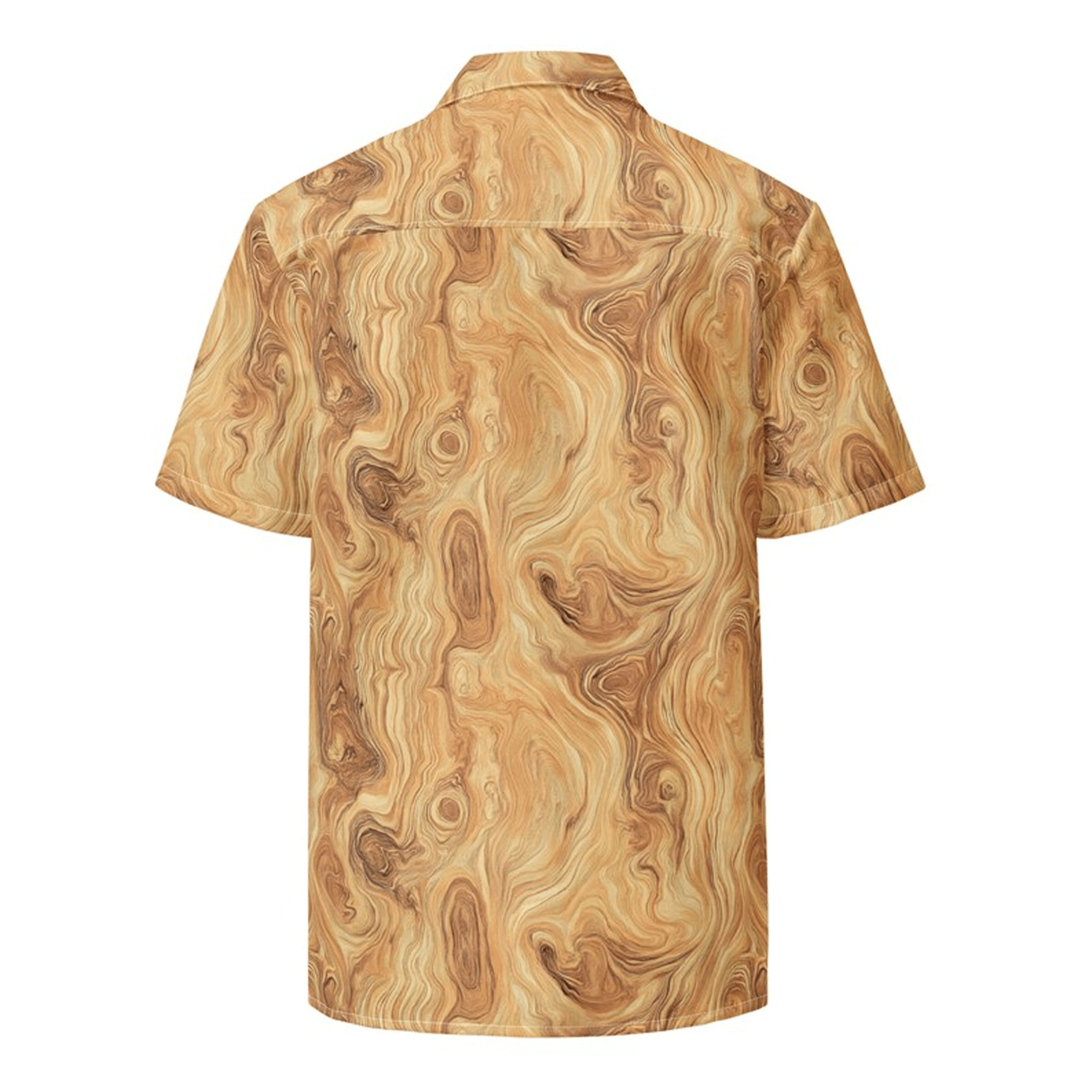 Wood Grain Hawaiian Shirt  Unisex AOP Button Down Recycled Polyester Moisture Wicking Aloha Shirt