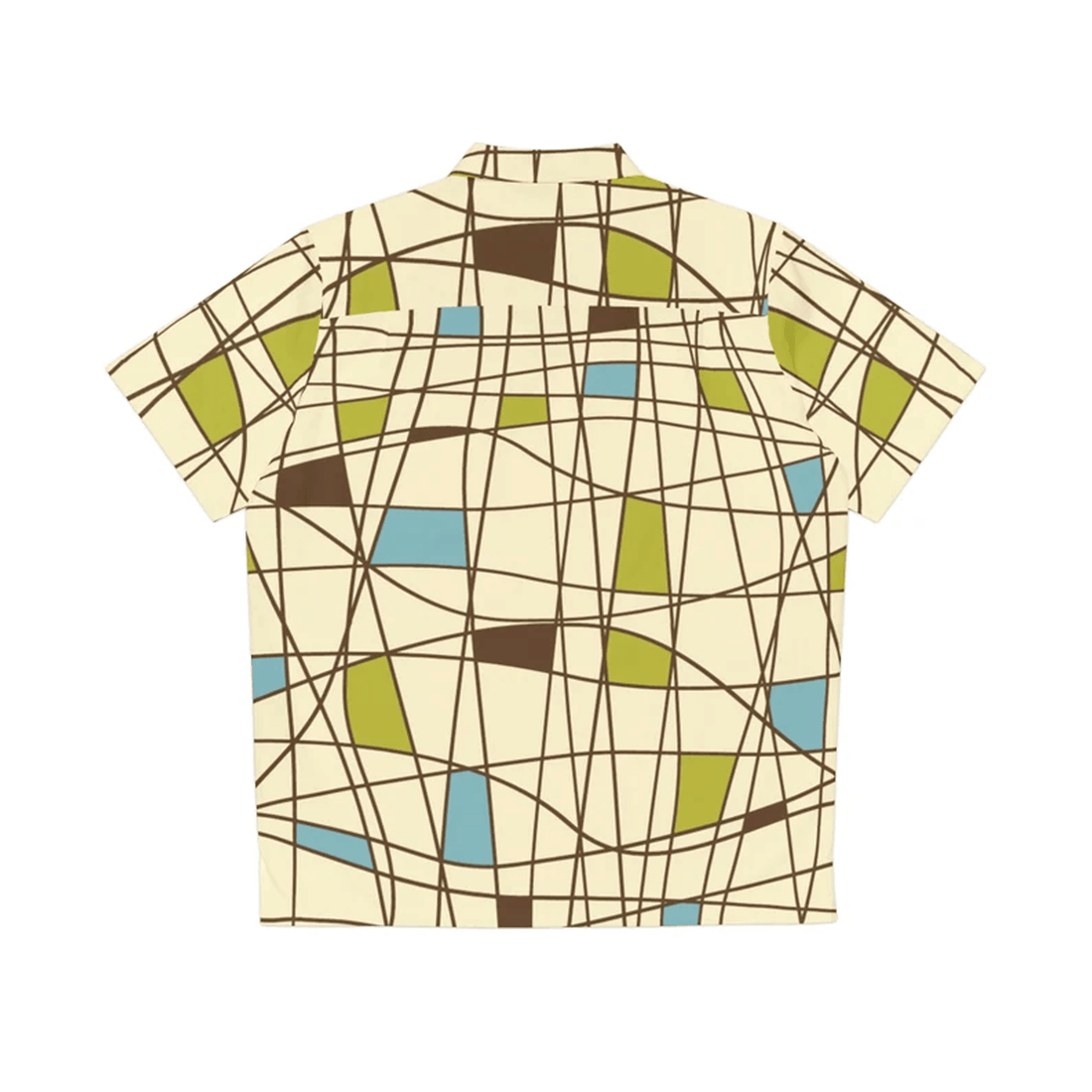 Mid Century Modern Hawaiian Shirt  Retro Lattice Aloha Shirt Casual Summer Party Shirt for Men