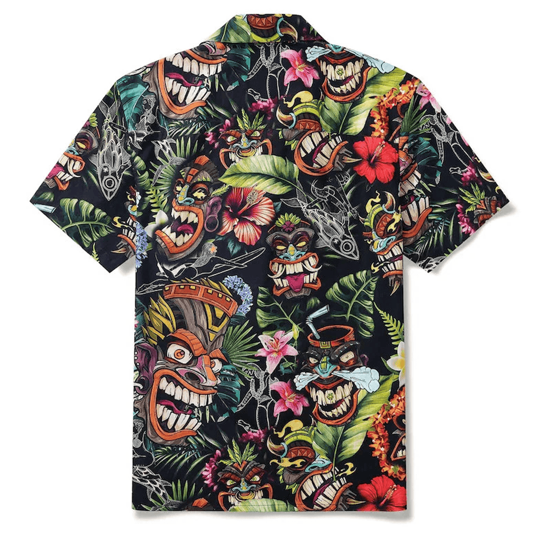 Tiki Hawaiian Shirt Men  Camp Button Up Aloha Shirt Beach Vacation Casual Outfit
