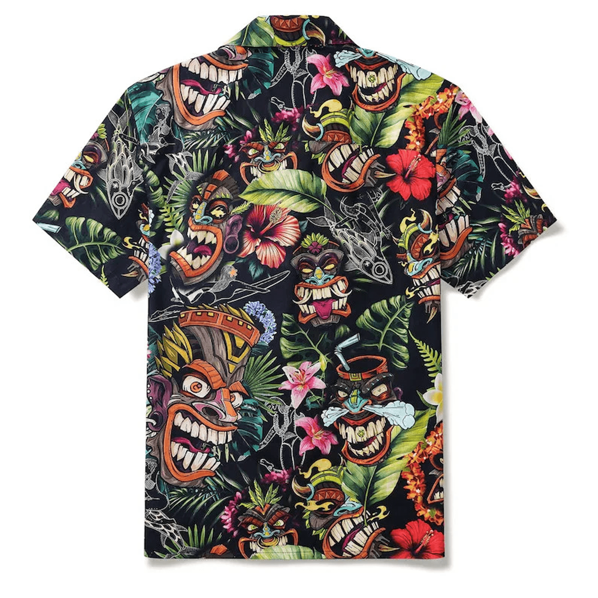 Tiki Hawaiian Shirt Men  Camp Button Up Aloha Shirt Beach Vacation Casual Outfit