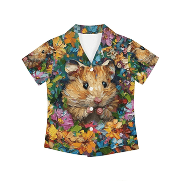 Cute Hamster Floral Hawaiian Shirt Colorful Tropical Aloha Button Down Summer Beach Outfit That Gets Compliments