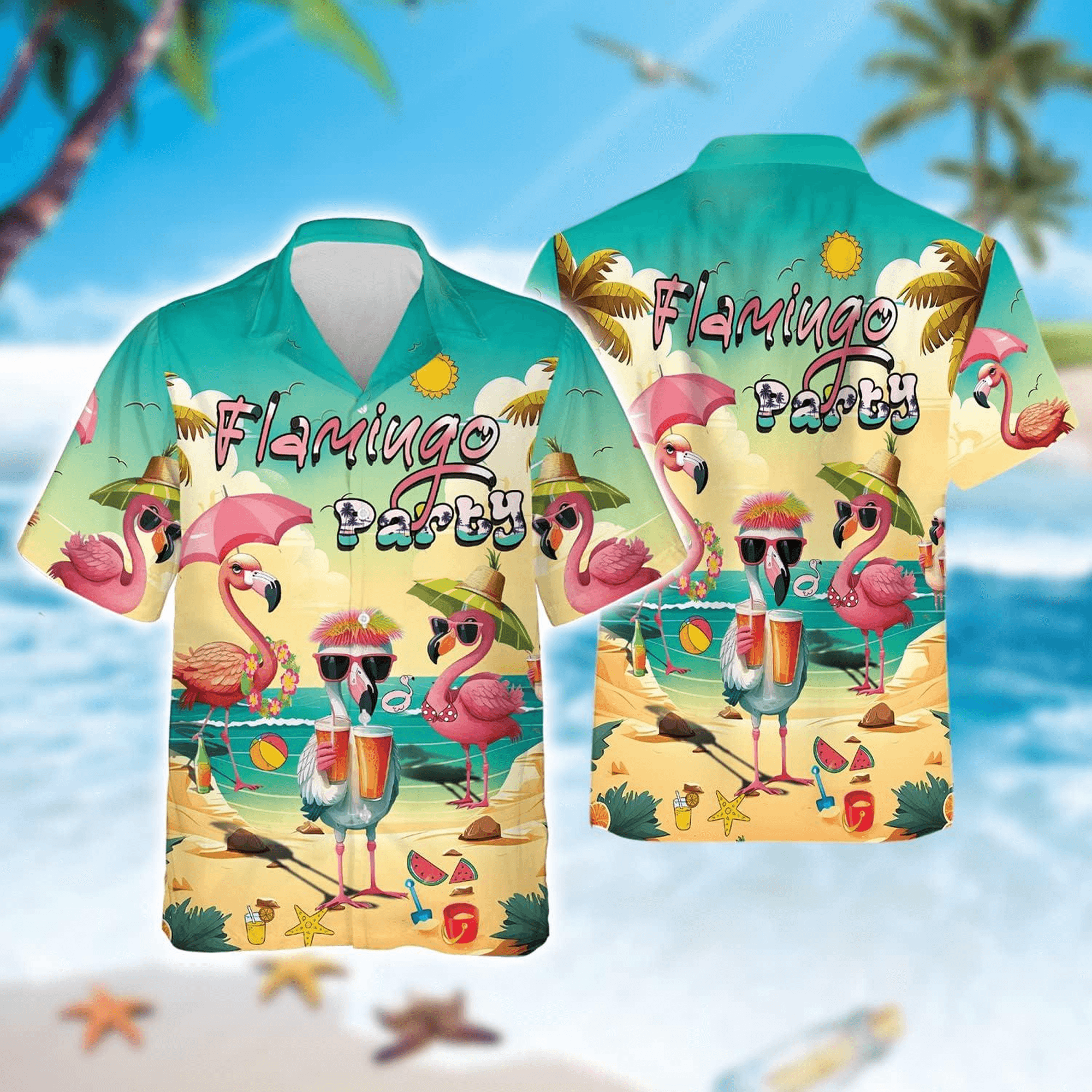 Pink Flamingo Hawaiian Shirt  Tropical Aloha Button Down Summer Beach Vacation Outfit That Stands Out