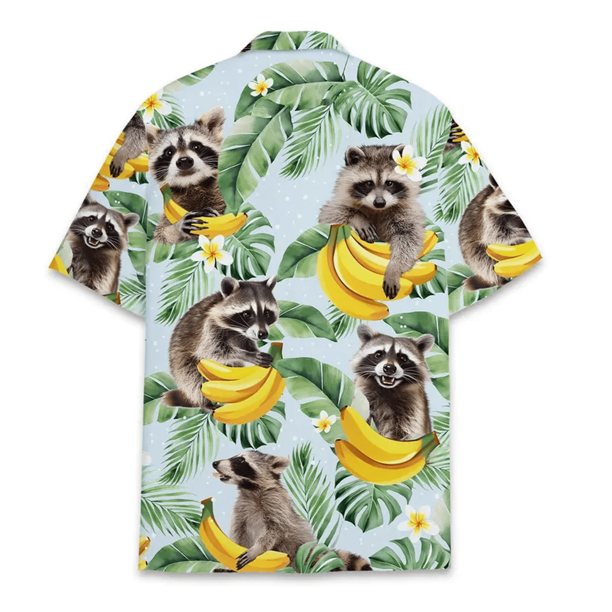 Tropical Raccoon Hawaiian Shirt  Banana Raccoon Aloha Button Down for Men Women Youth