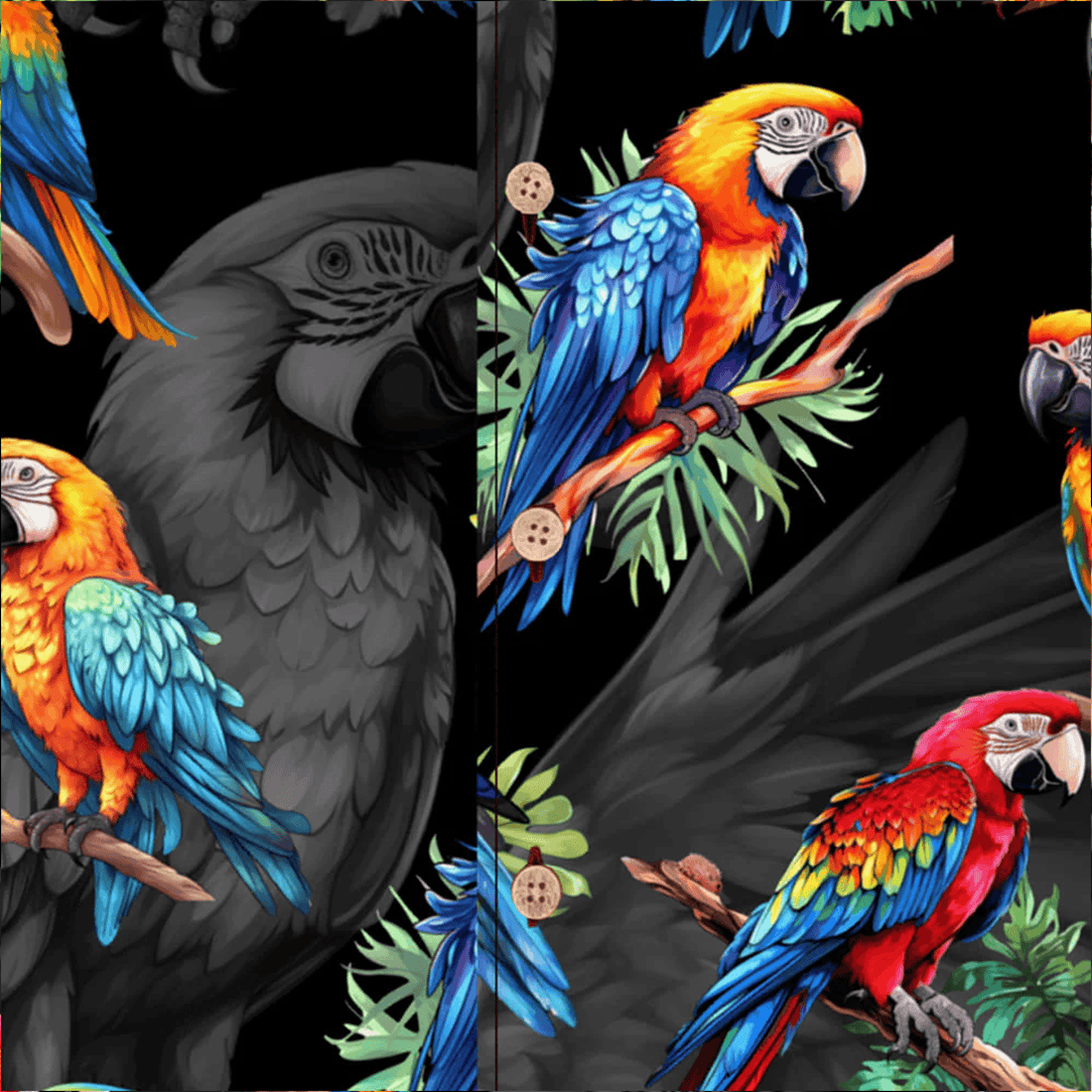 Colorful Parrot Hawaiian Shirt for Men Tropical Aloha Button Down Summer Beach Vacation Outfi