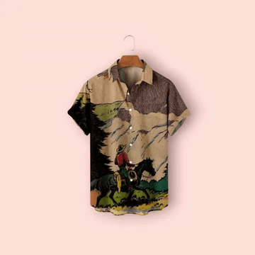 Vintage Western Hawaiian Shirt Retro Cowboy Aloha Button Down Summer Outfit That Stands Out