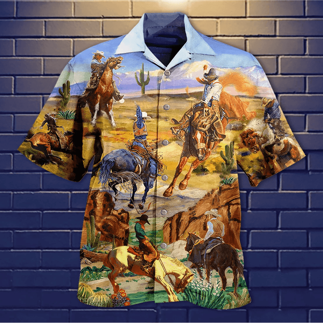 Cool Cowboy Desert Love Hawaiian Shirt  Western Aloha Button Down Summer Outfit That Stands Out