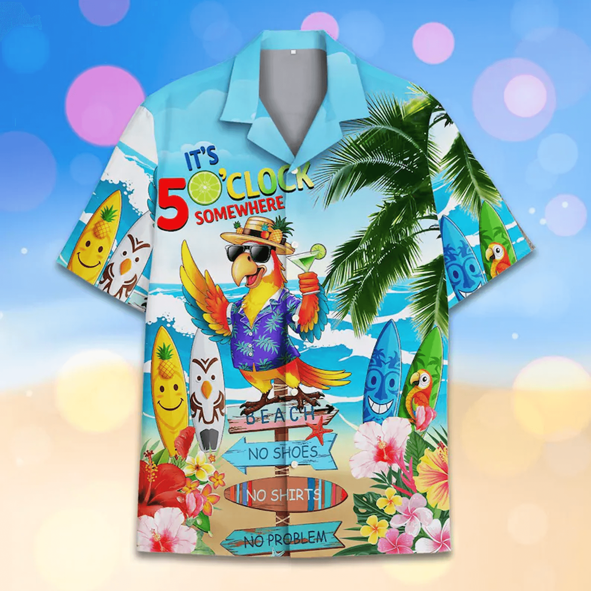 Tropical Parrot Hawaiian Shirt Men Women Youth Parrot Shirt ButtonUp Short Sleeve