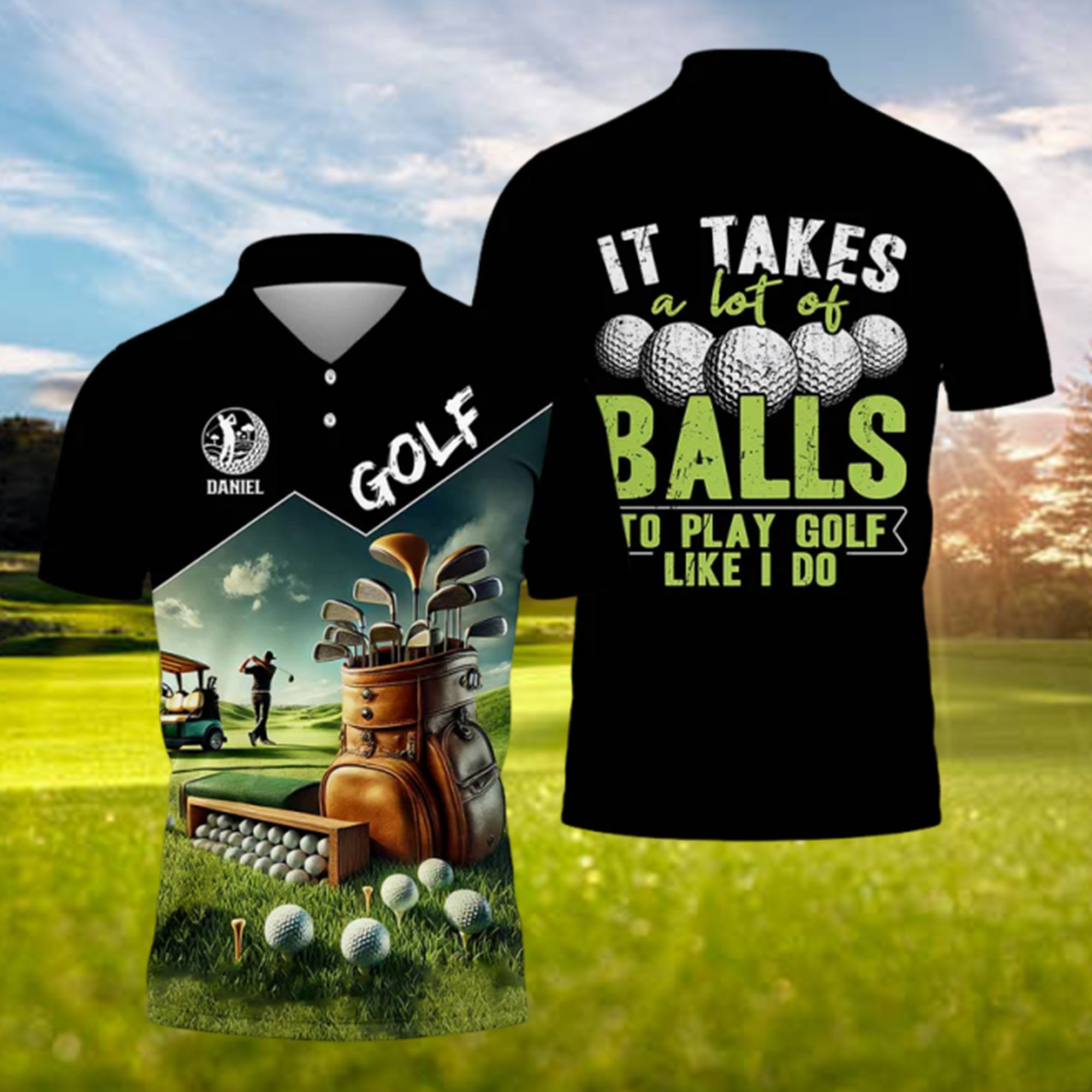 It Takes A Lot Of Balls To Play Golf Like I Do Polo Shirt, Funny Golf Shirt For Men, Custom Golf Polo, Golfer Gift For Dad, Husband